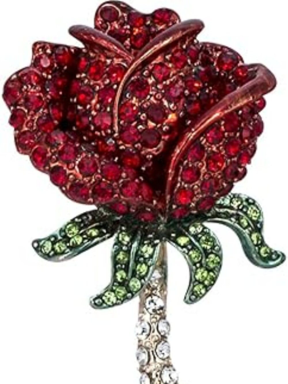 NEW Elegant‎ Cubic Zirconia Crystal Rhinestone Red Rose Shape Brooch Pin Jewelry